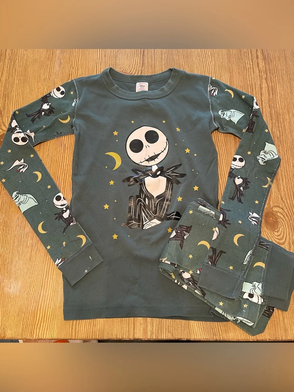 Hanna Andersson Long Sleeve Pajamas- Dark Teal Jack Skellington Print